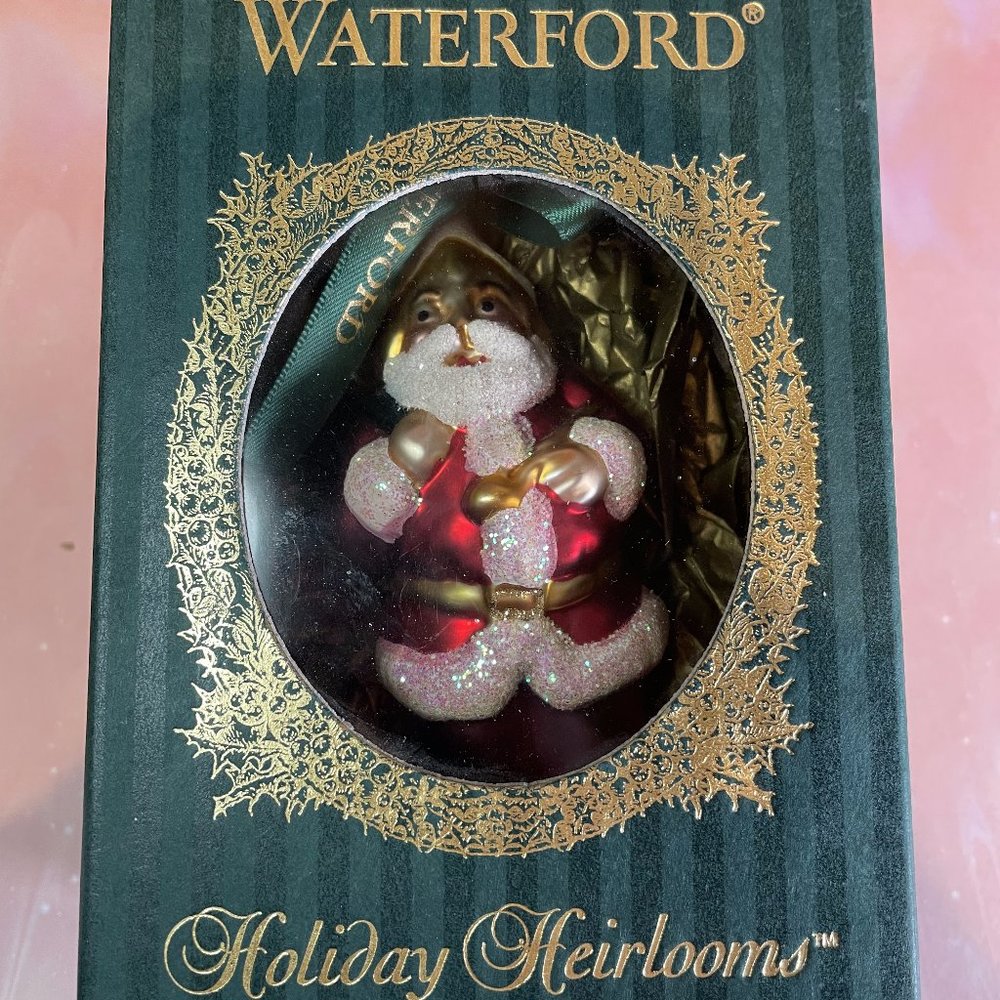 Waterford Holiday Heirloom Santa’s Warm Wishes Glass Ornament 5” 1997